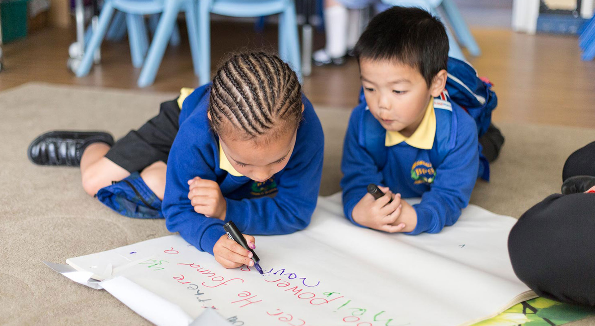 Pupils outside Brookdale Primary School